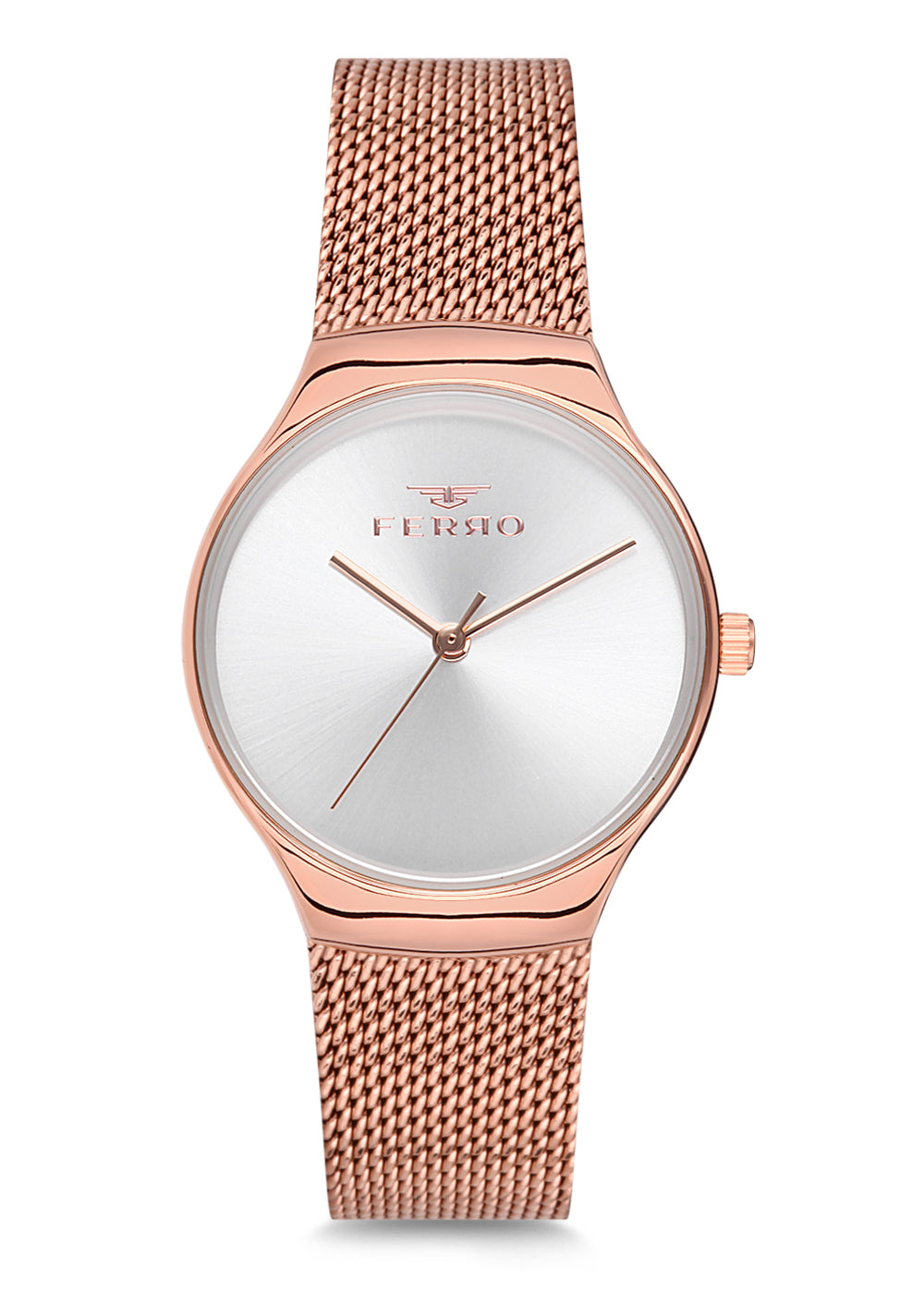 Ferro Analog Silver Round Dial Women's Watch - F1990C-922-C