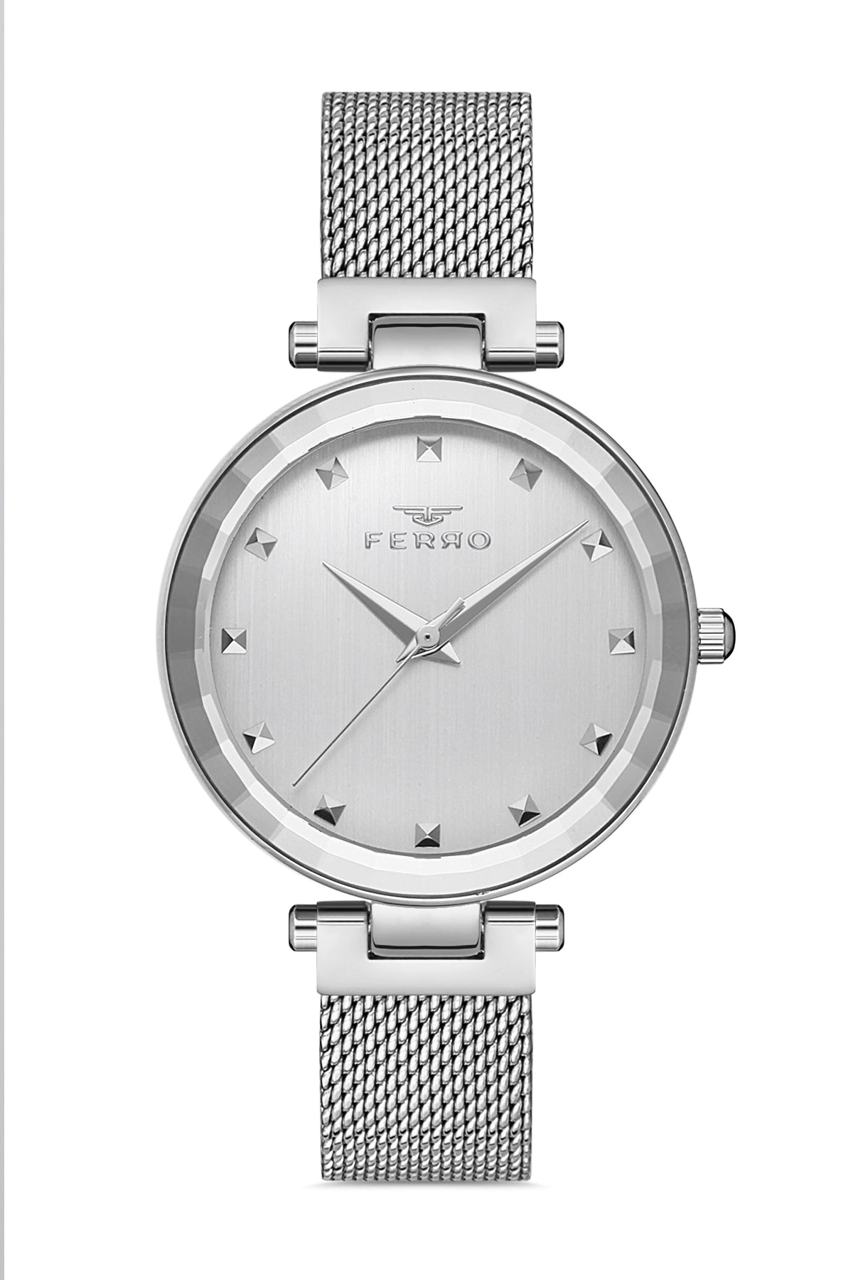 Ferro Analog Silver Round Dial Women's Watch - F21926C-A