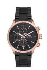 Ferro Chronograph Black Round Dial Men's Watch - FM11031A-R