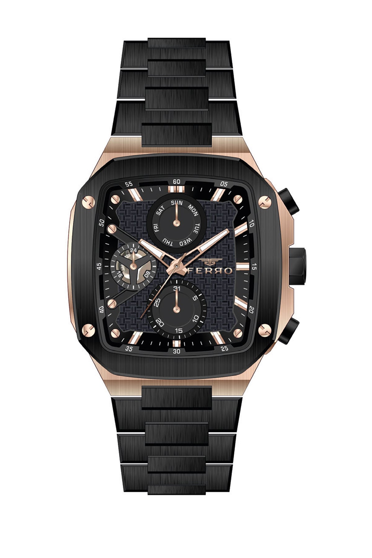 Ferro Eterna Analog Black Rectangular Dial Men's Watch - FM11485A-R