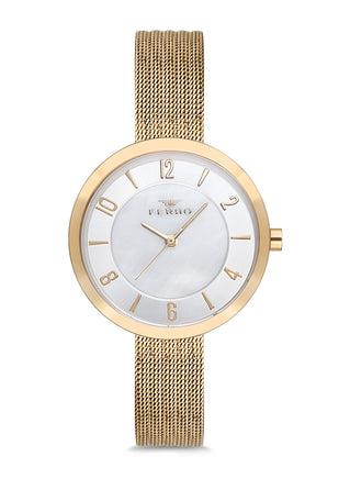 Ferro Analog Silver Round Dial Women's Watch - F1908C-1003-B