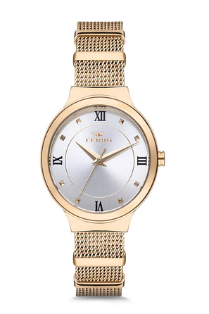 Ferro Analog Silver Round Dial Women's Watch - F21070C-1135-B