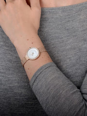 Obaku Stille Glimt Rose Analog White MOP Round Dial Women's Watch - V146LEVWMV