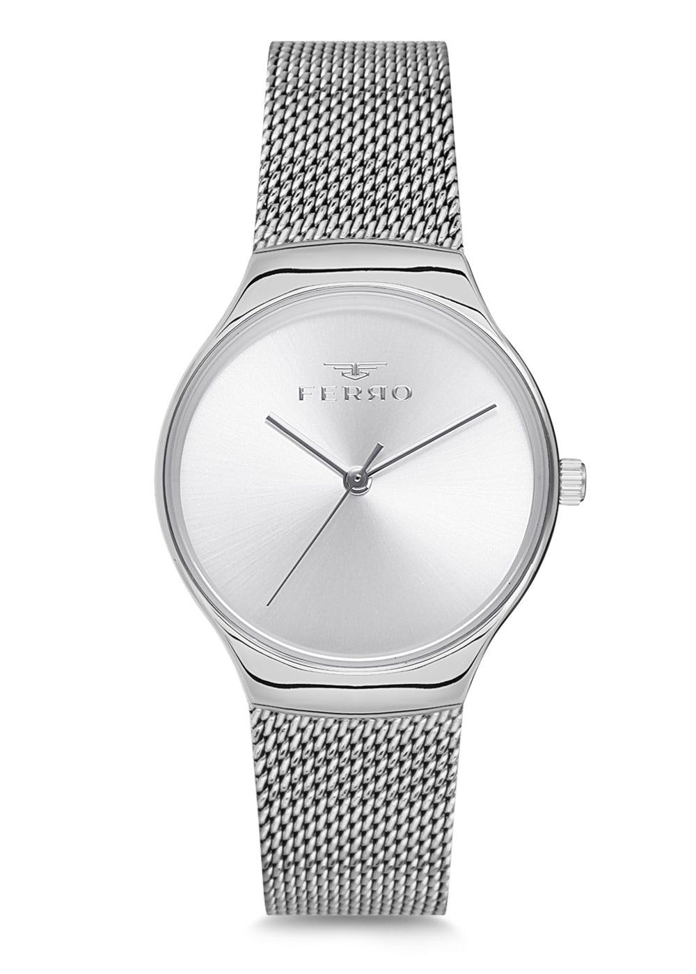 Ferro Analog Silver Round Dial Women's Watch - F1990C-922-A