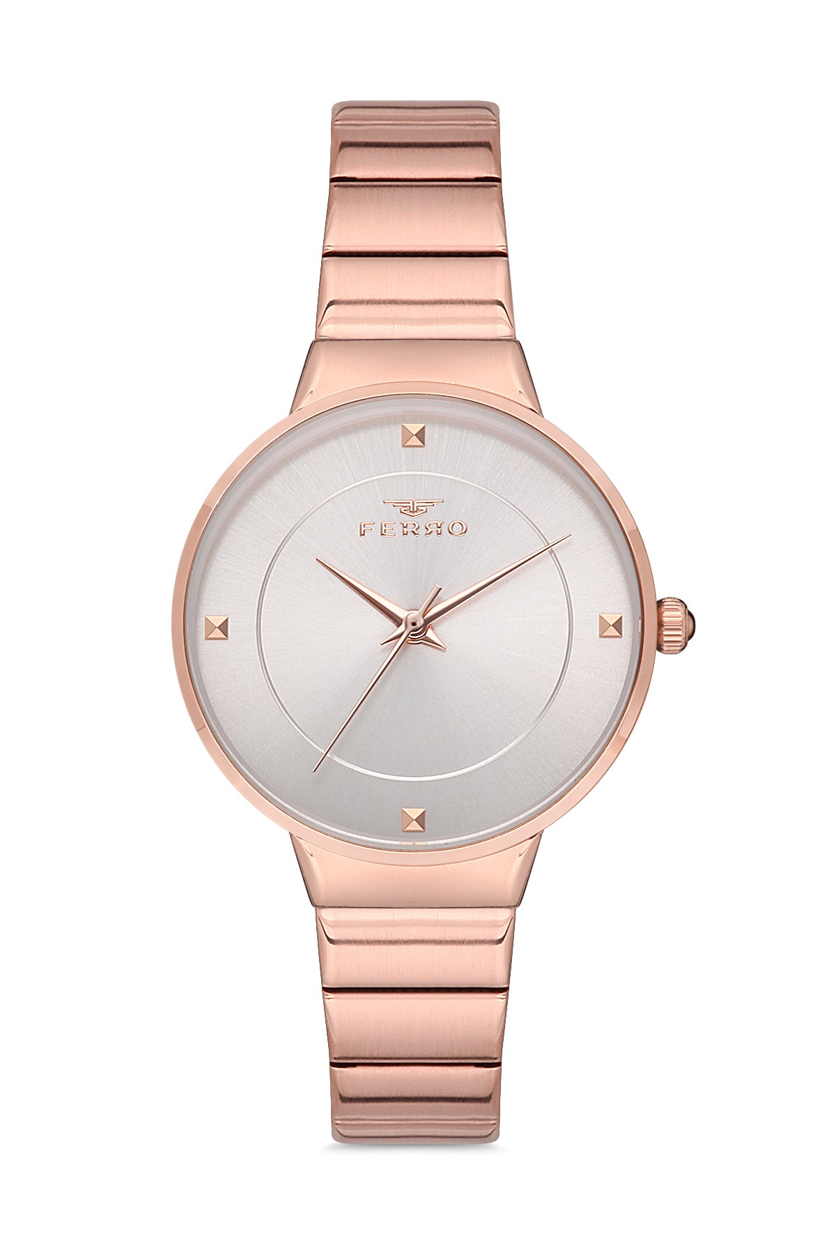 Ferro Analog Silver Round Dial Women's Watch - F40080A-C
