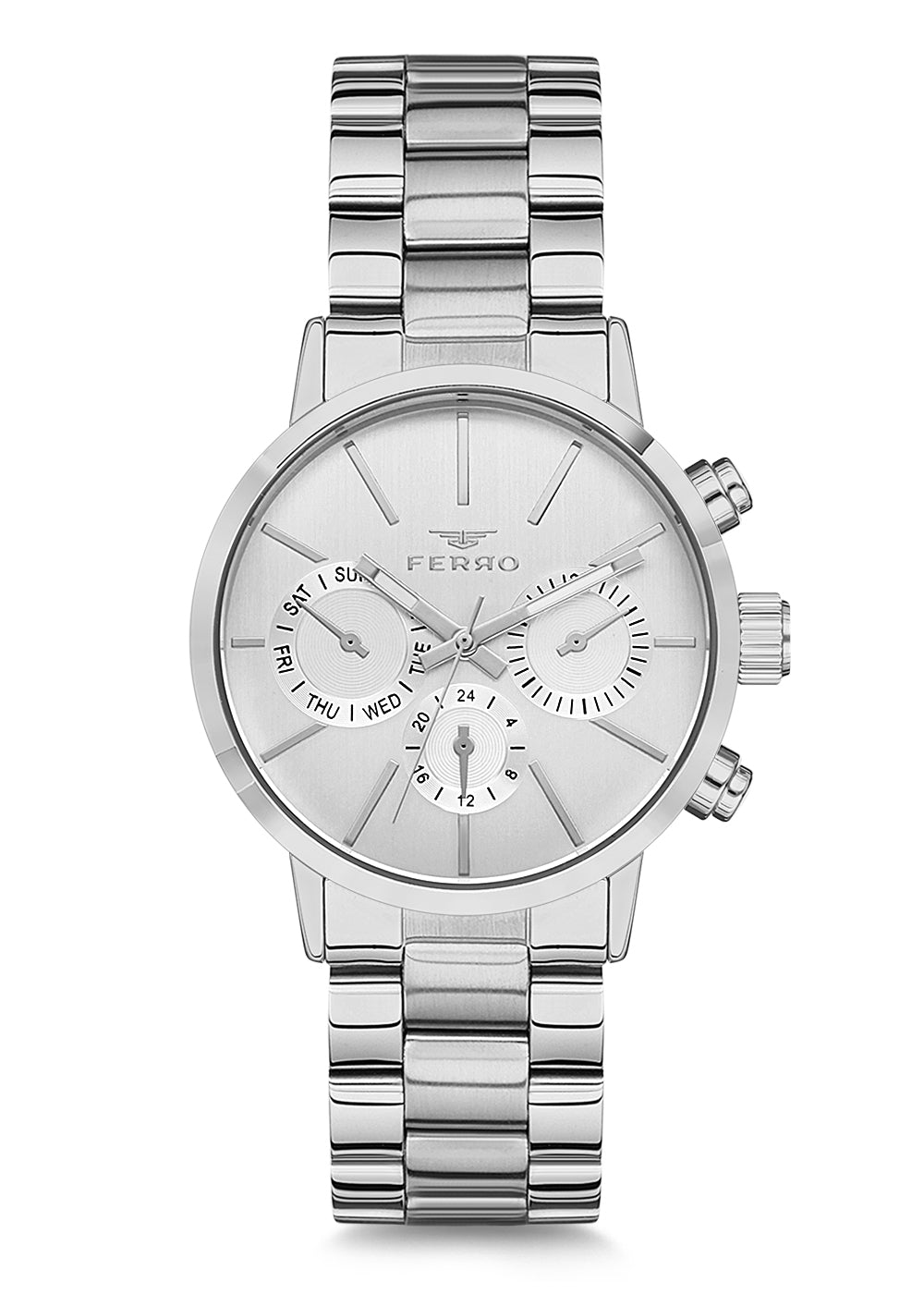 Ferro Multifunction Silver Round Dial Women's Watch - FM81886A-A