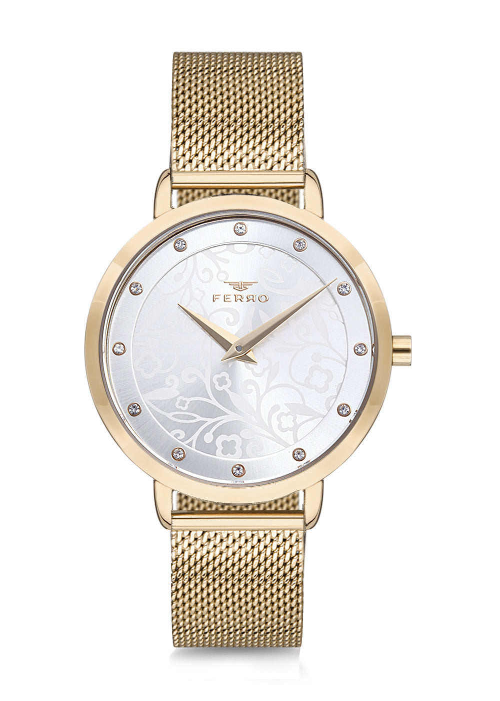 Ferro Analog Silver Round Dial Women's Watch - F2985C-B