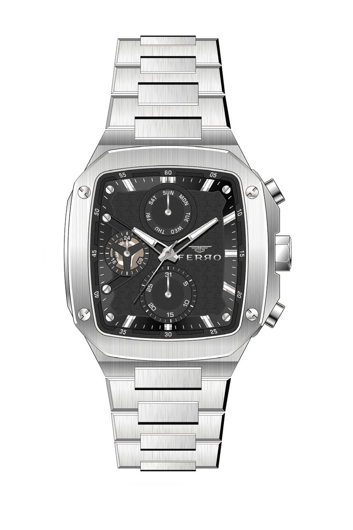 Ferro Eterna Analog Black Round Dial Men's Watch - FM11485A-A2