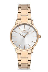 Ferro Analog Silver Round Dial Women's Watch - F1928A-1025-B