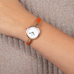 Obaku Siv Pumpkin Analog Silver Round Dial Women's Watch - V129LXVIRO
