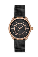 Ferro Analog Black Round Dial Women's Watch - F21152C-R