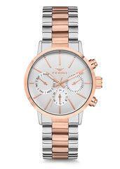 Ferro Multifunction Silver Round Dial Women's Watch - FM81886A-E