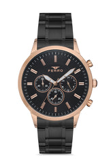 Ferro Chronograph Black Round Dial Men's Watch - FM11145A-R