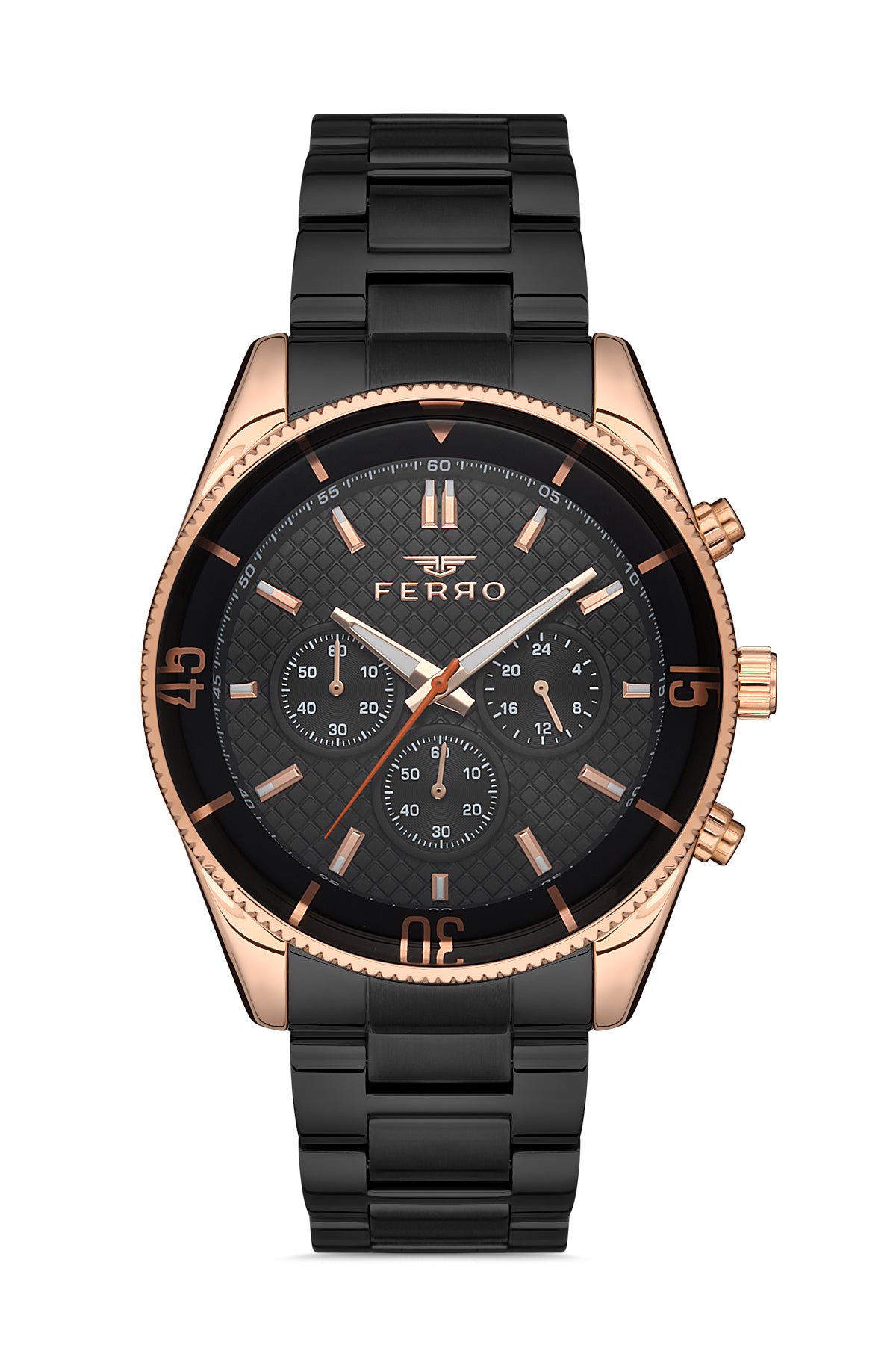 Ferro Multifunction Black Round Dial Men's Watch - FM11920A-R
