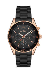 Ferro Multifunction Black Round Dial Men's Watch - FM11920A-R