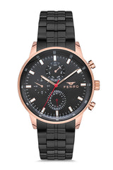 Ferro Multifunction Black Round Dial Men's Watch - FM11061A-R
