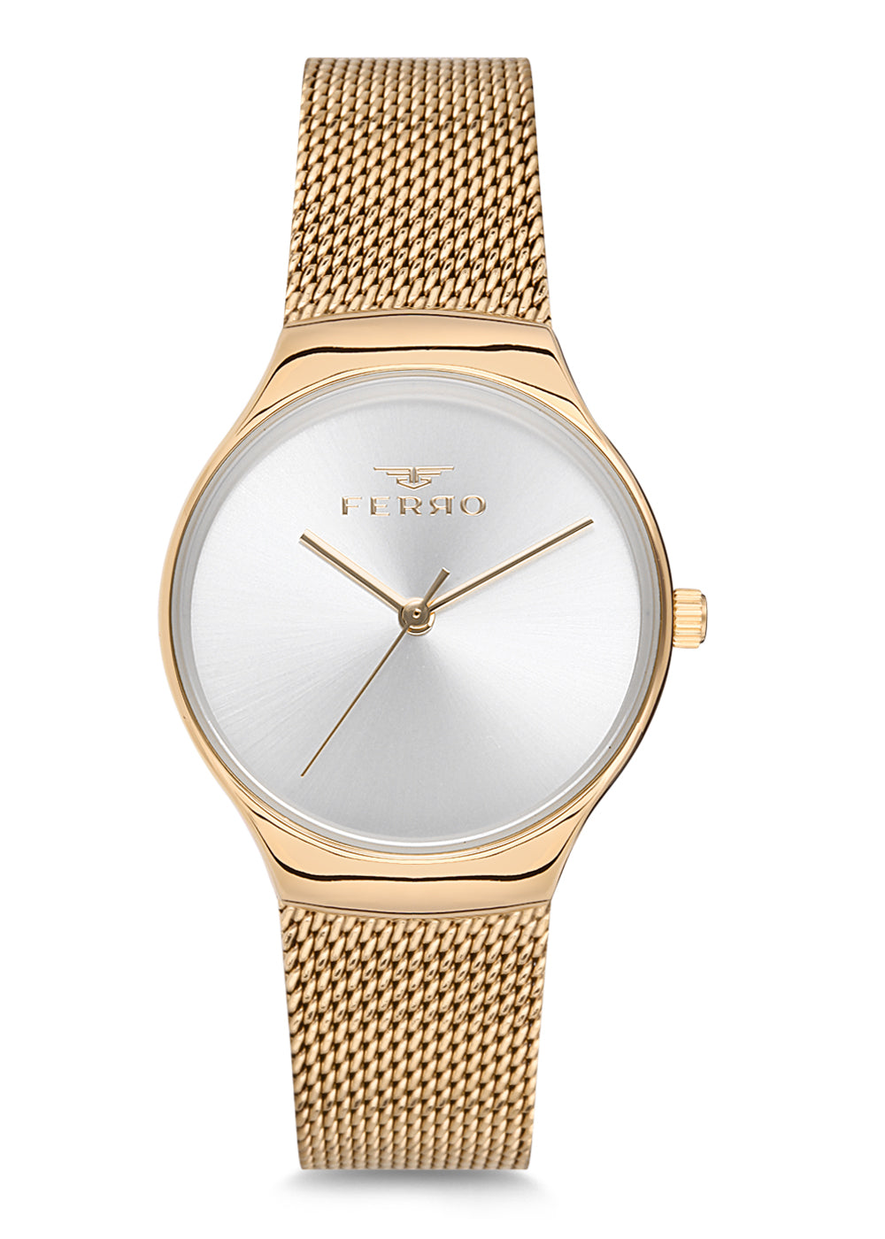 Ferro Analog Silver Round Dial Women's Watch - F1990C-922-B