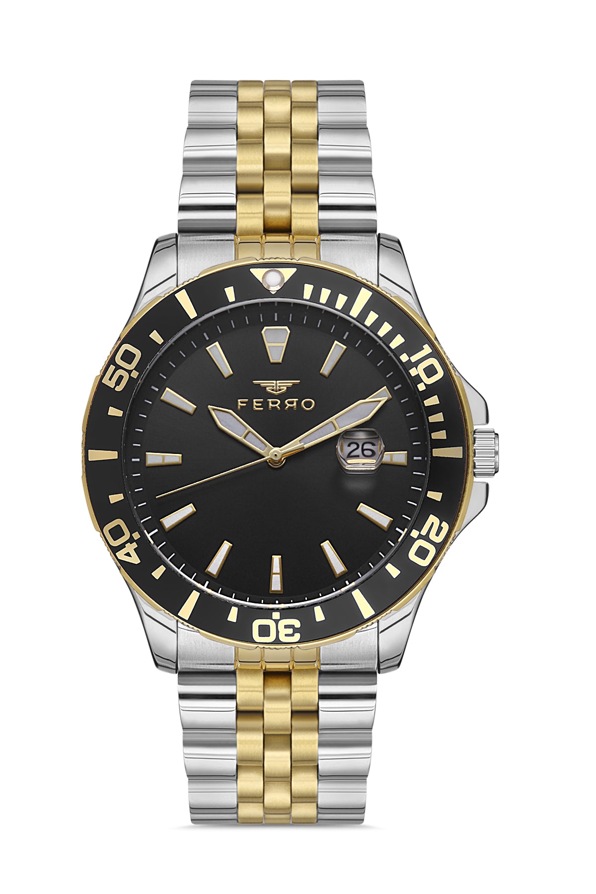 Ferro Analog Black Round Dial Men's Watch - F11922A-D2