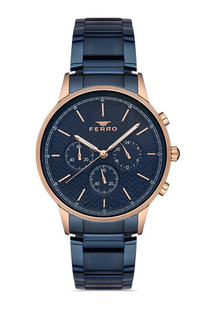 Ferro Multifunction Blue Round Dial Men's Watch - FM11151A-T