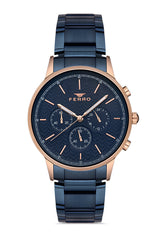Ferro Multifunction Blue Round Dial Men's Watch - FM11151A-T