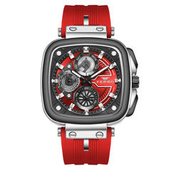 Ferro Riviera Multifunction Red Square Dial Men's Watch - FM11352D-J8