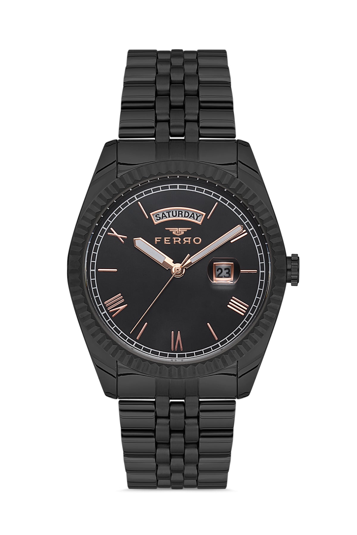 Ferro Analog Black Round Dial Men's Watch - F11130A-G