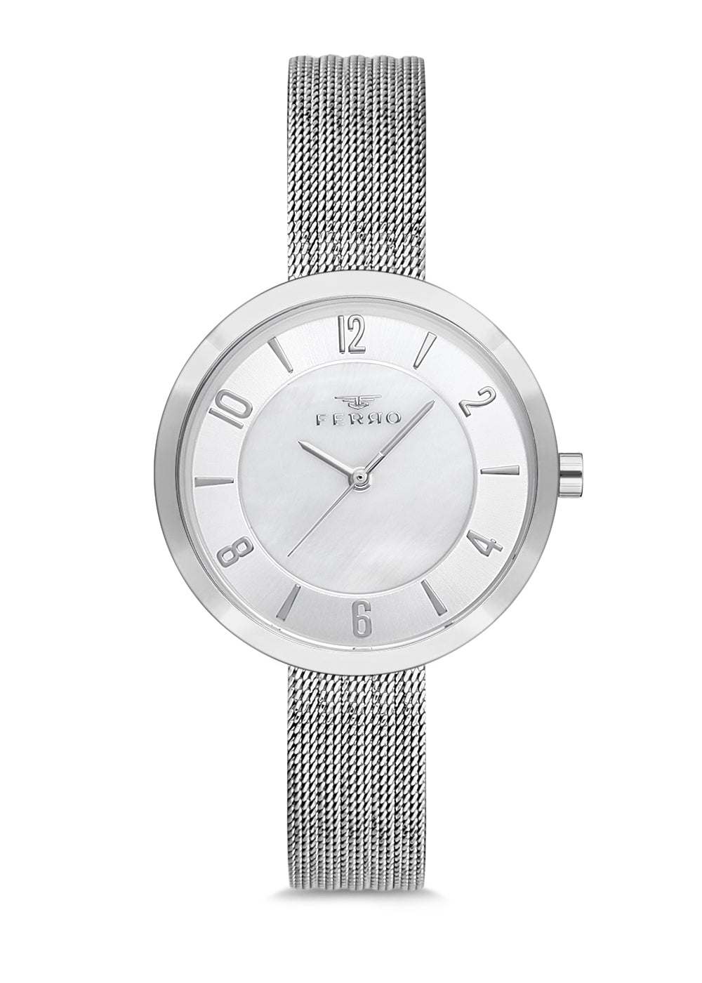Ferro Analog Silver Round Dial Women's Watch - F1908C-1003-A