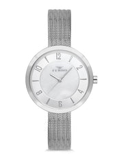 Ferro Analog Silver Round Dial Women's Watch - F1908C-1003-A