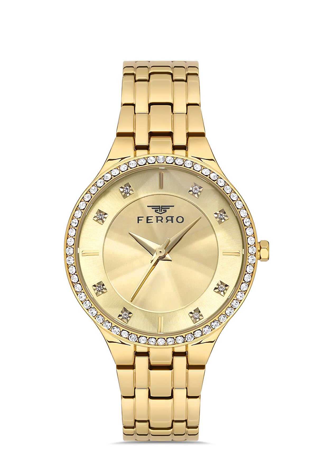 Ferro Verdicchio Analog Gold Round Dial Women's Watch - FL21467A-B4