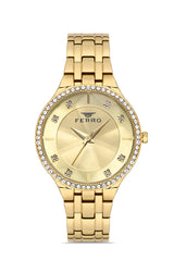 Ferro Verdicchio Analog Gold Round Dial Women's Watch - FL21467A-B4