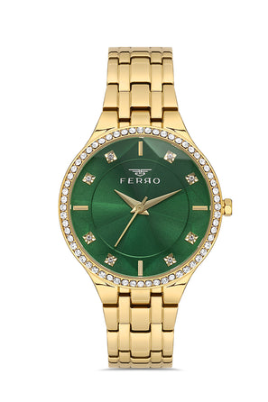 Ferro Verdicchio Analog Green Round Dial Women's Watch - FL21467A-B6