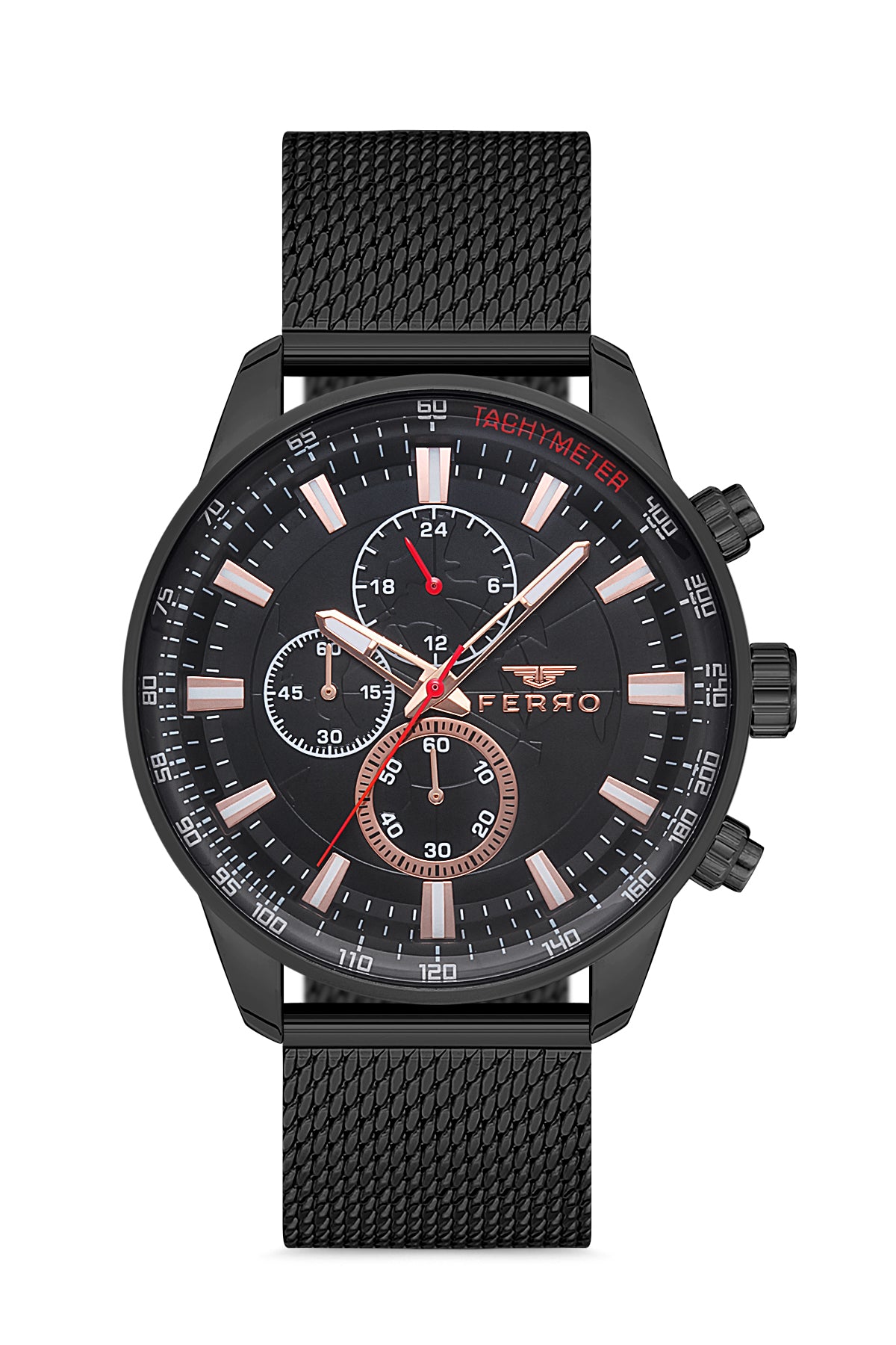 Ferro Chronograph Black Round Dial Men's Watch - FM1856C-G