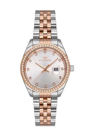 Ferro Analog Silver Round Dial Women's Watch - F21923A-E