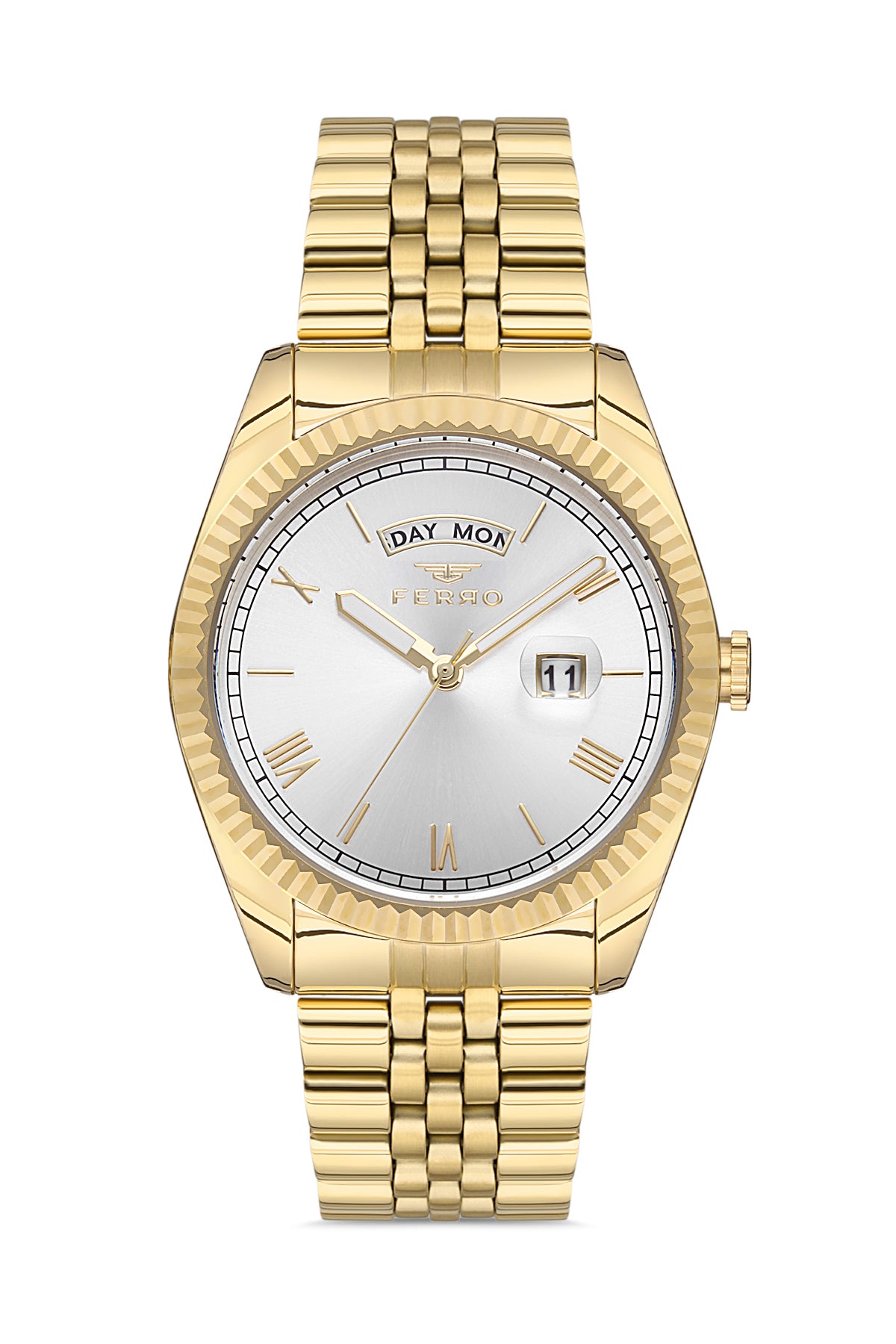 Ferro Analog Silver Round Dial Men's Watch - F11130A-B