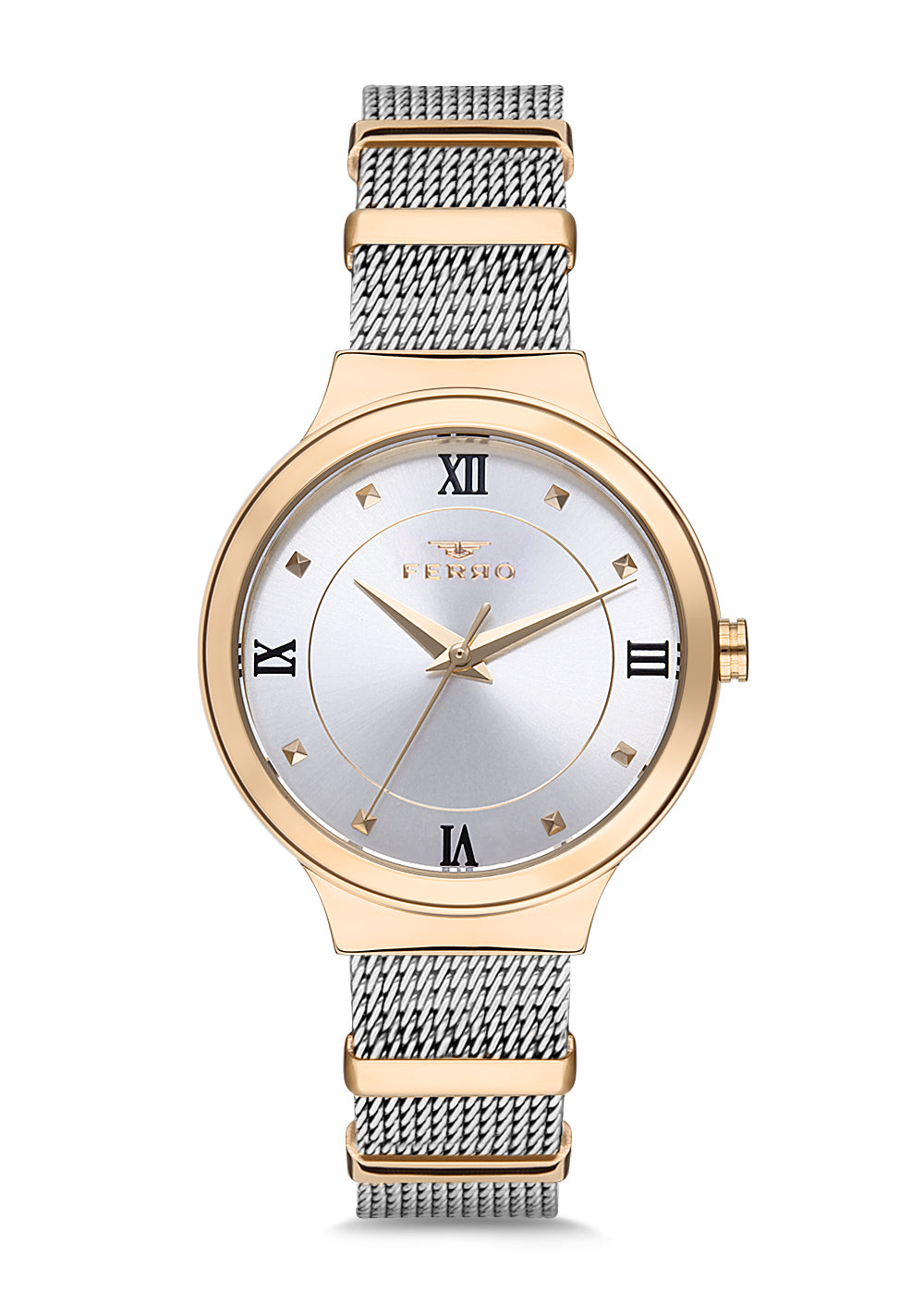 Ferro Analog Silver Round Dial Women's Watch - F21070C-1135-D