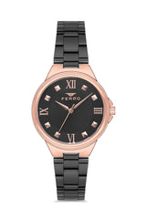 Ferro Analog Black Round Dial Women's Watch - F21135A-R