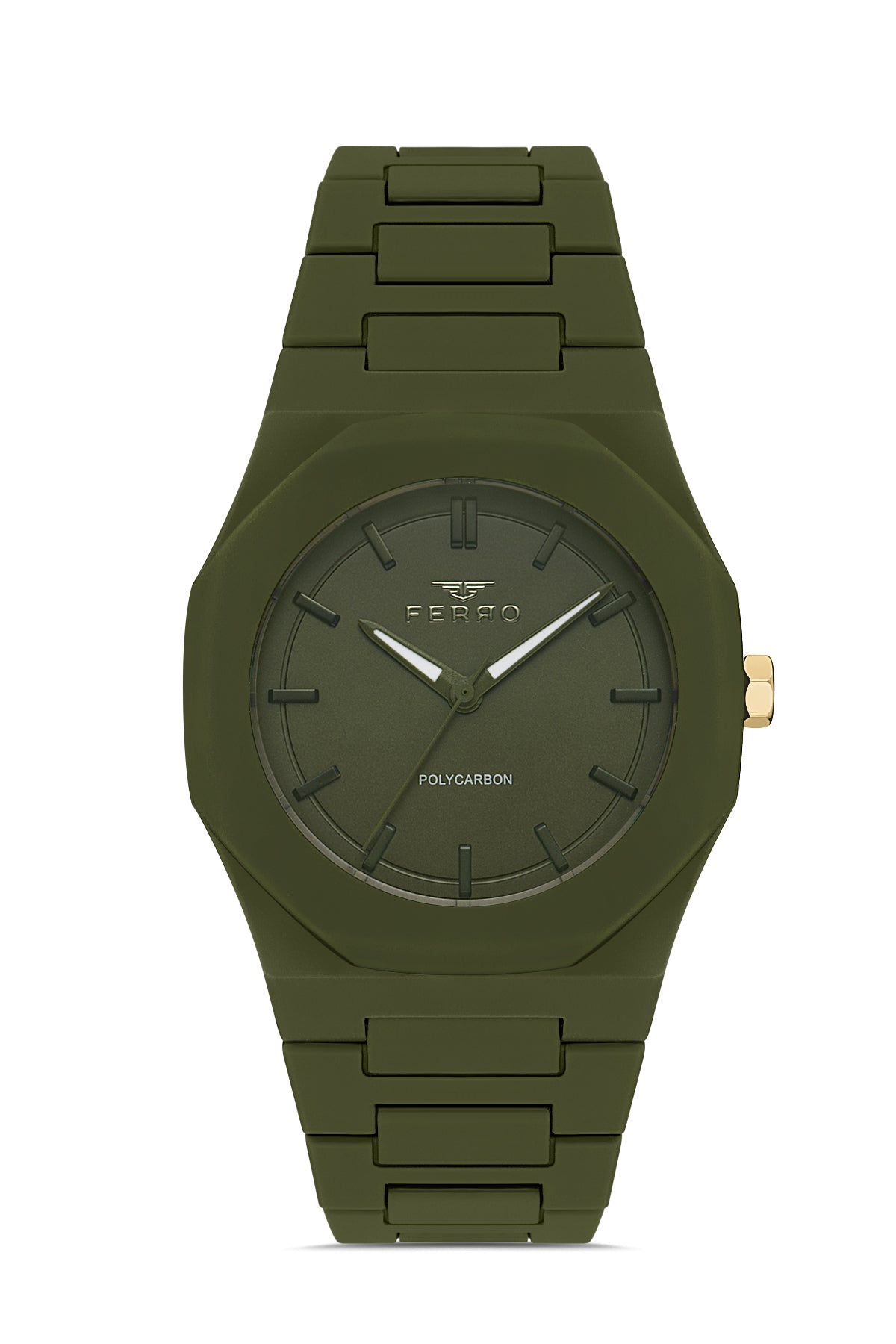 Ferro Polycarbon Analog Green Round Dial Men's Watch - F11400D-19F