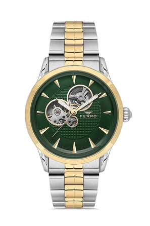 Ferro Sangiovese Analog Green Round Dial Men's Watch - F31457A-D6