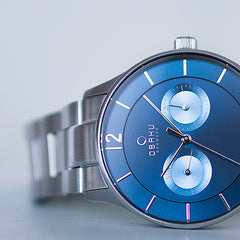 Obaku Luft Denim Multifunction Blue Round Dial Men's Watch - V192GMCLSC