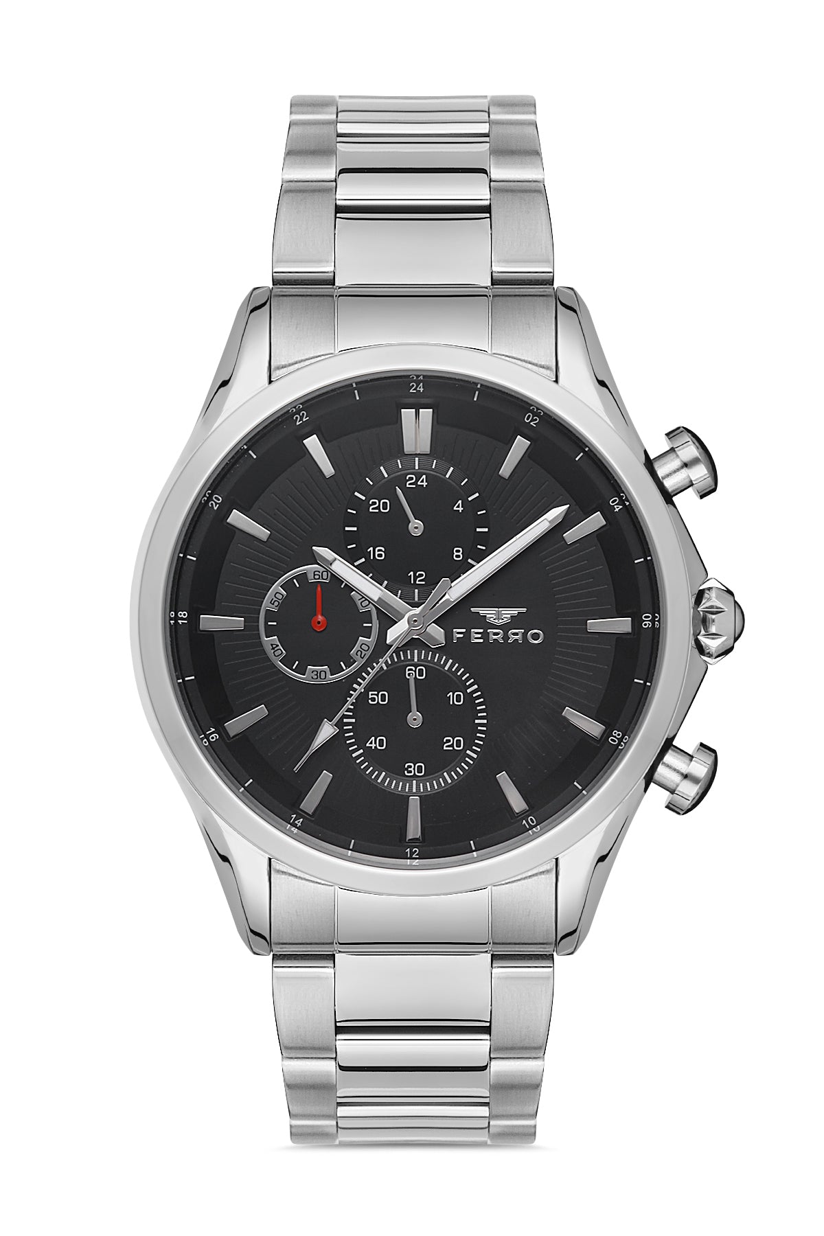 Ferro Multifunction Black Round Dial Men's Watch - FM1805A-1036-A2