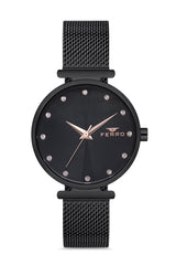 Ferro Analog Black Round Dial Women's Watch - F2995C-1129-G