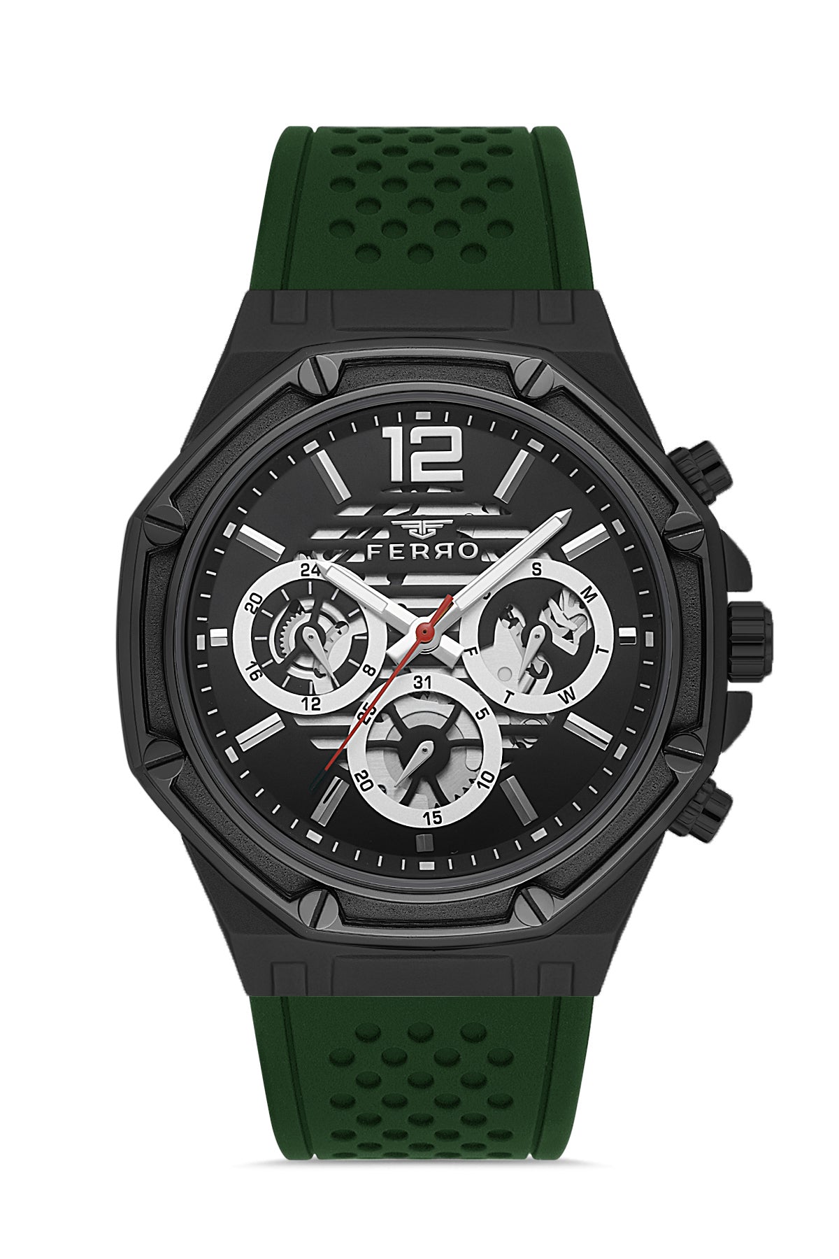 Ferro Riviera Multifunction Black Round Dial Men's Watch - FM11398D-ZJ2