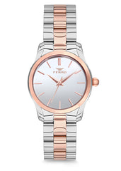 Ferro Lambrusco Analog Silver Round Dial Women's Watch - F21071A-1102-E