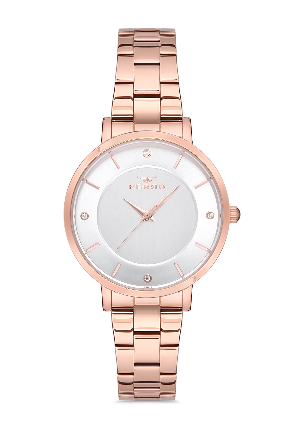 Ferro Analog Silver Round Dial Women's Watch - F21099A-C
