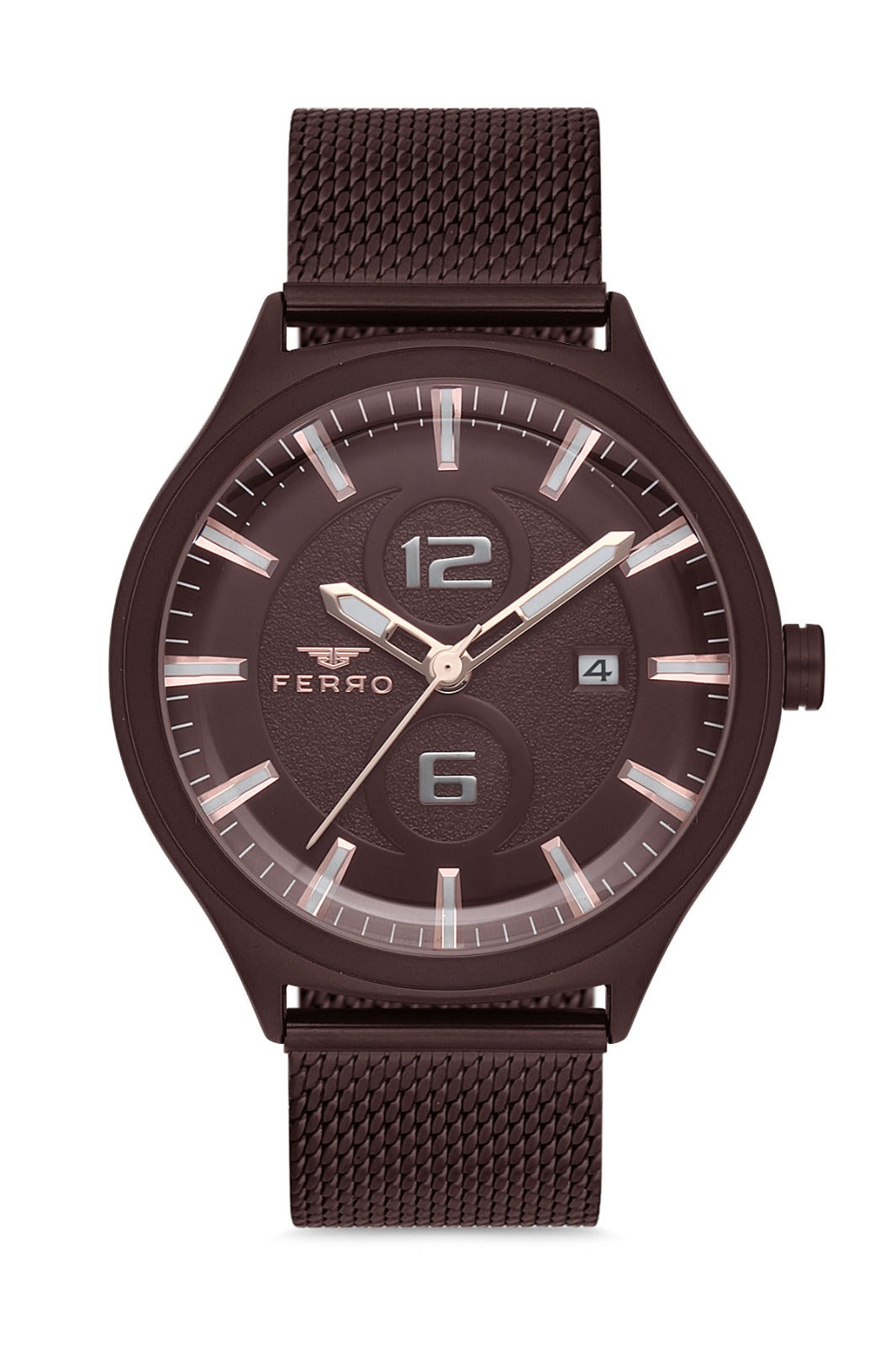 Ferro Analog Brown Round Dial Men's Watch - F11090C-F