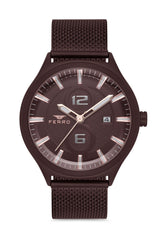 Ferro Analog Brown Round Dial Men's Watch - F11090C-F
