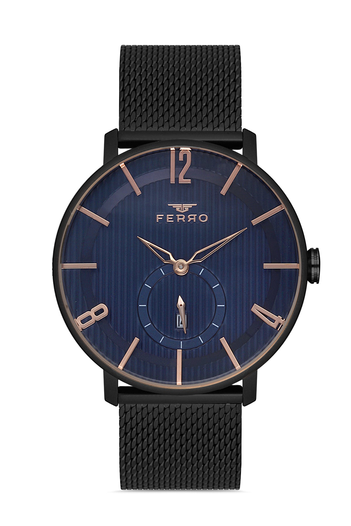 Ferro Analog Blue Round Dial Men's Watch - F40075C-V
