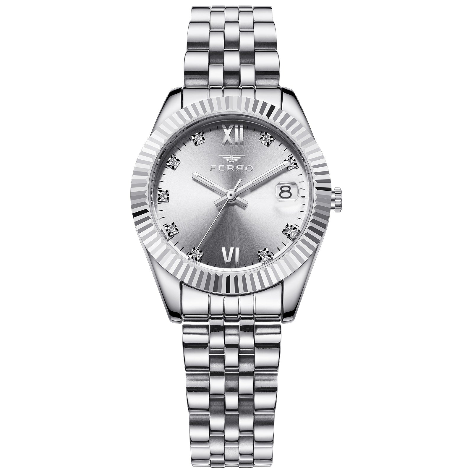 Ferro Analog Silver Round Dial Women's Watch - F21924A-A
