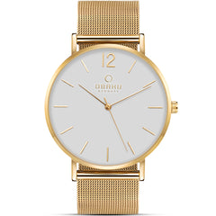 Obaku Mark Gold Analog White Round Dial Men's Watch - V197GXGWMG