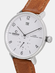 Obaku Rislen Cognac Analog White Round Dial Men's Watch - V190GDCWRZ